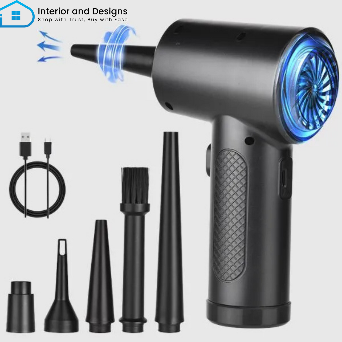 Wireless Dust Blower & Cordless Air Duster – 2-in-1 Electric Blower & Vacuum Cleaner for Computer, Keyboard, Camera, Car Cleaning | Interior and Designs